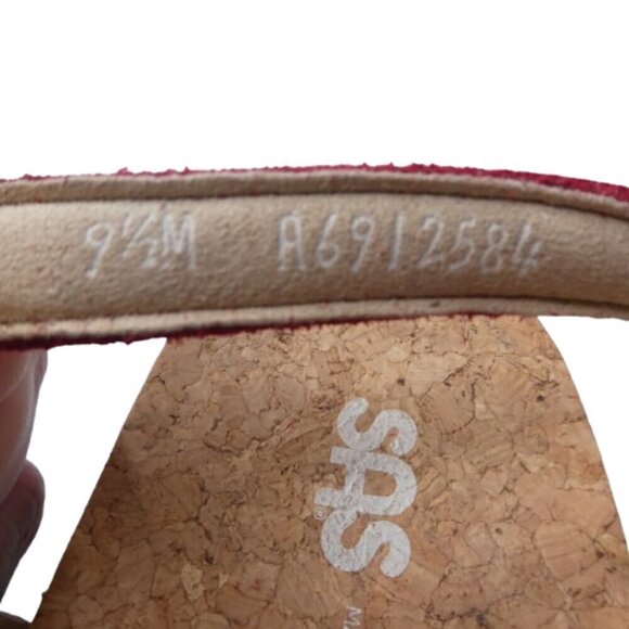 SAS Red Leather Open Toe Thong Sandals Womens 9.5 - Picture 10 of 12